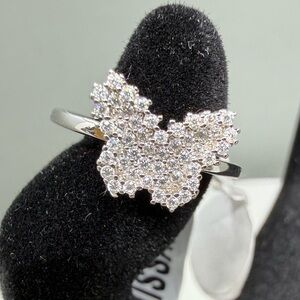 Moissanite Butterfly Ring 925 Silver 0.75 CTW Fully Iced Pavé Cluster Size 5